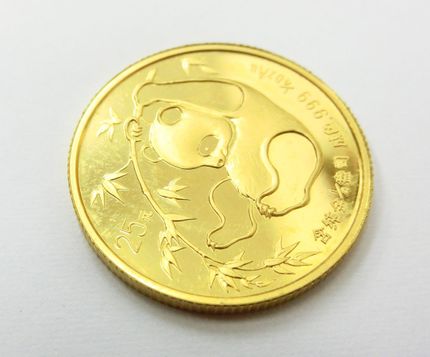 亀有 買取 純金 中国 パンダコイン 1/4オンス 金貨 25元 1985年 リバース亀有 葛飾区